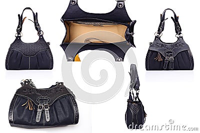 Leather female bag on a white background Stock Photo