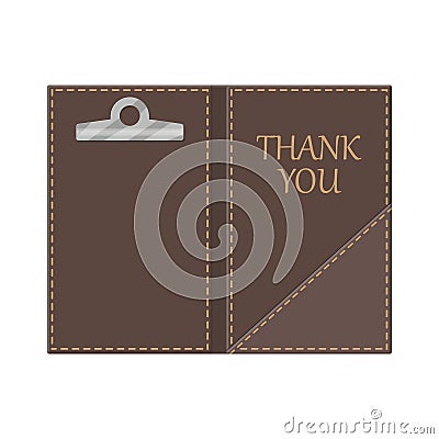 Leather folder for cash, coins and cashier check. Vector Illustration