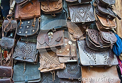 Leather handbags Stock Photo