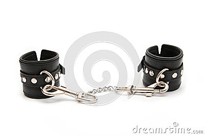 Leather Handcuffs Stock Photo