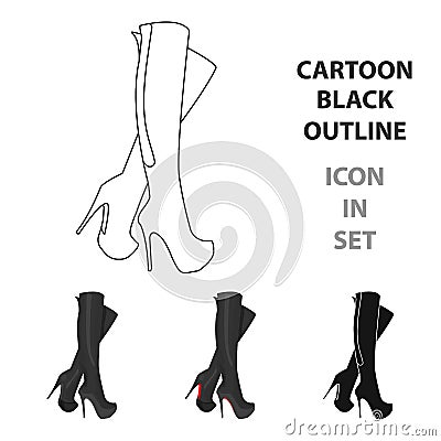 Leather high-heeled women shoes. Women`s shoes with red soles. Woman clothes single icon in cartoon style vector Vector Illustration