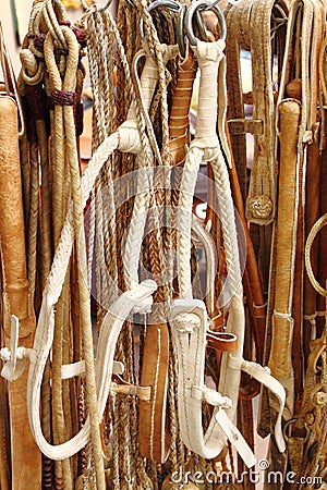 Leather horse reins Stock Photo