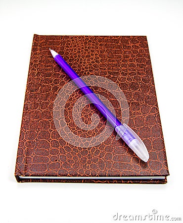 Leather Journal and Pen Stock Photo