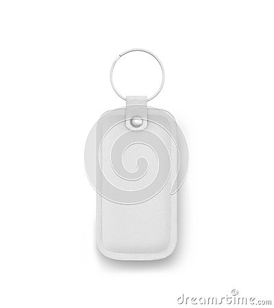 Leather Keychain on white background Stock Photo