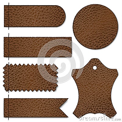 Leather labels set Vector Illustration