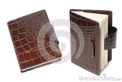 Leather notebook Stock Photo