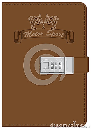 Leather notebook for lover of motor sport Vector Illustration