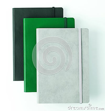 Leather notebooks isolated on white background Stock Photo