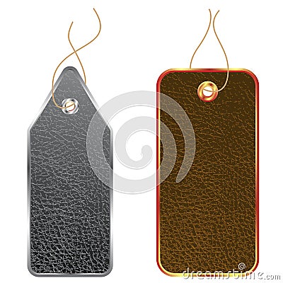 Leather price tags - labels Vector Illustration