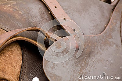 Leather saddle Stock Photo