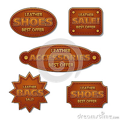 Leather sale tags Stock Photo