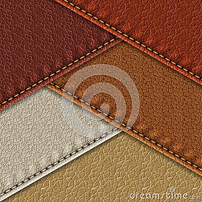 Leather samples with seams Vector Illustration