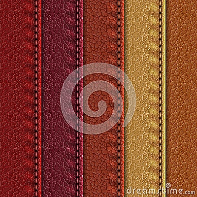 Leather samples with stitches Vector Illustration