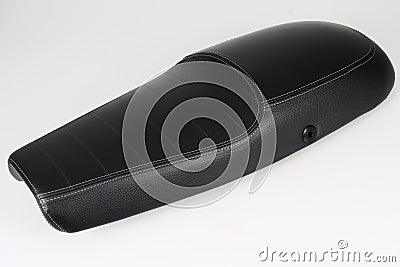 Leather seat vintage motorcycle saddle in black color for caferacer motorbike Stock Photo