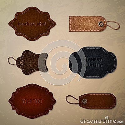 Leather labels collection Vector Illustration