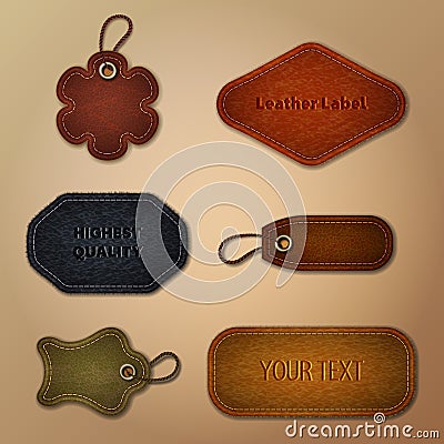 Leather labels collection Vector Illustration