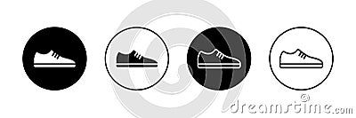 Leather shoe vector icon set. Footwear symbol. Linear sneakers logo Vector Illustration