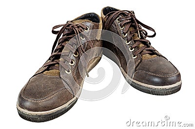 Leather shoes on a white background Stock Photo