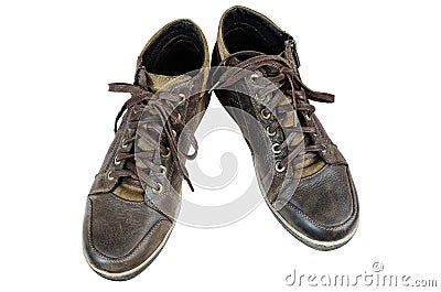 Leather shoes on a white background Stock Photo