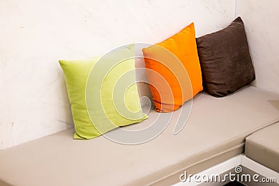 Leather sofa and colorful pillow Stock Photo