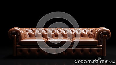 Leather sofa, couch on black. Vintage luxury concept Cartoon Illustration