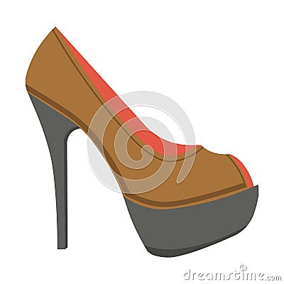 Leather stiletto shoe with open front isolated illustration Vector Illustration