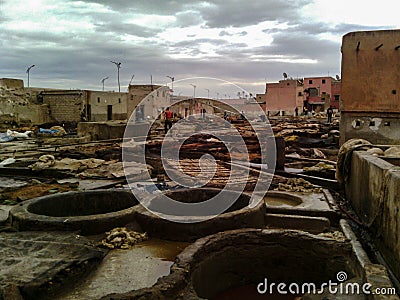 Leather Tannery, Marrakech, Morocco Editorial Stock Photo