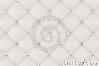 Leather Upholstery Sofa Background. White Luxury Decoration Sofa. Elegant White Leather Texture With Buttons For Pattern Stock Photo