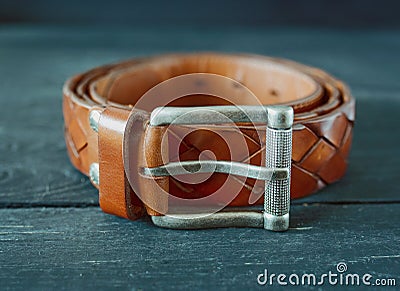 Leather vintage brown belts Stock Photo