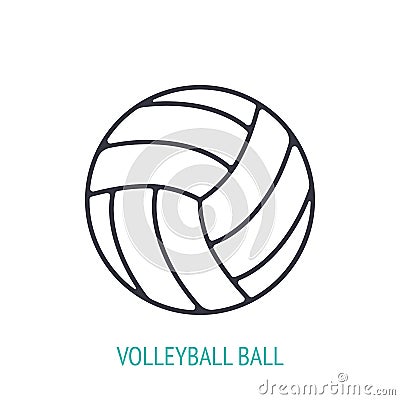 Leather volleyball ball outline icon. Vector illustration. Sports equipment. Inventory for athletic game. Training symbol. Vector Illustration
