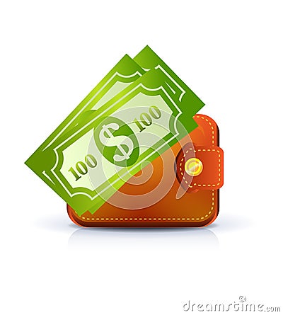 Leather wallet Vector Illustration