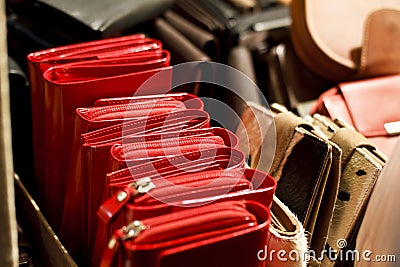 Leather wallets for sale Stock Photo