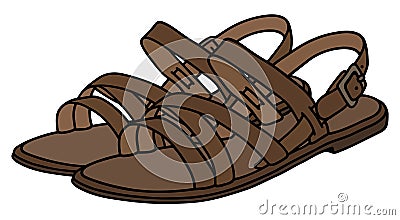 Leather woman's sandals Vector Illustration