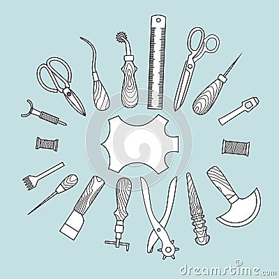 Leather working tools vector illustration Vector Illustration