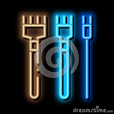 leatherworking crafting tools neon glow icon illustration Vector Illustration