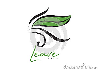 Leave vector illustration. logo design. green leaf icon, Element for eco and bio, logotype Vector Illustration