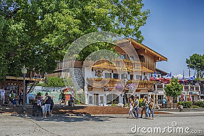 LEAVENWORTH, WA, USA, JUNE 25, 2023: Bavarian style village Leavenworth located near Cascade Mountains Editorial Stock Photo