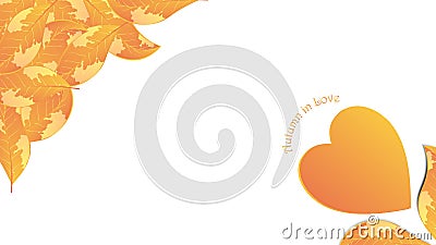 Leaves background in concept Autumn in love Cartoon Illustration