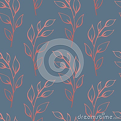 Leaves branches seamless pattern print texture swatch, repeatable background Vector Illustration