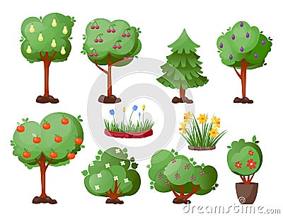Leaves cartoon green tree vector summer leaf plant background Vector Illustration