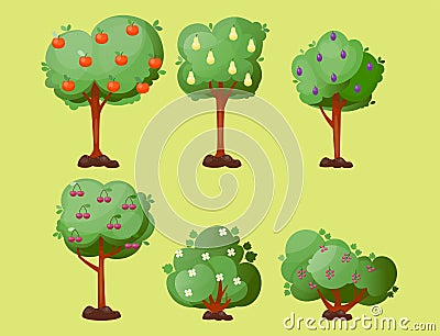 Leaves cartoon green tree vector summer leaf plant background Vector Illustration