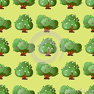 Leaves cartoon green trees seamless pattern vector summer leaf plant background Vector Illustration