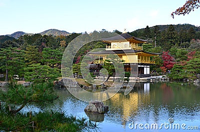 Kinkakuji Leaves color change Japan Editorial Stock Photo