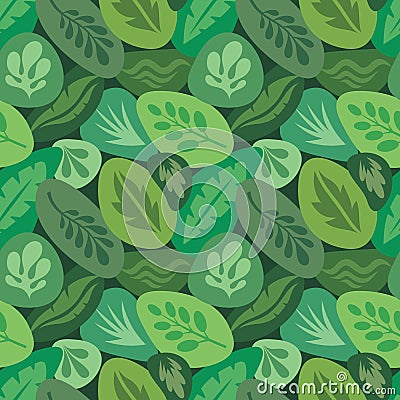 Leaves of exotic plants - creative vector illustration. Floral seamless pattern. Abstract concept background. Tropical summer natu Vector Illustration