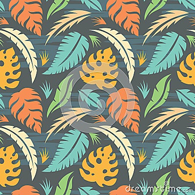 Leaves of exotic plants - creative vector illustration. Floral seamless pattern. Abstract concept background. Tropical summer Vector Illustration