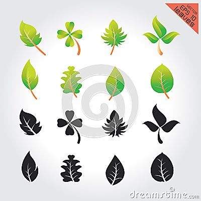 Leaves green design set elements This image is a vector illustration Vector Illustration