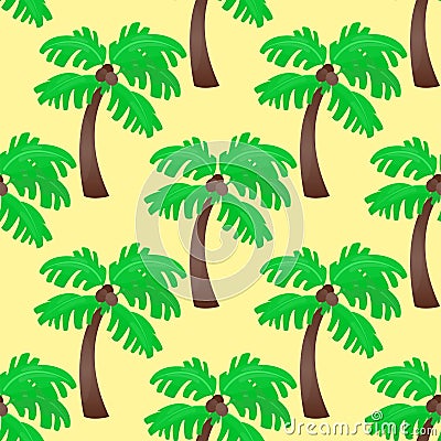 Leaves green palm trees seamless pattern vector summer leaf plant background Vector Illustration
