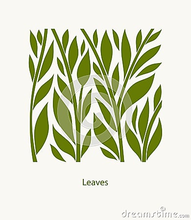 Leaves Label abstract design. Square icon. Beautiful Logo Garden Vector Illustration