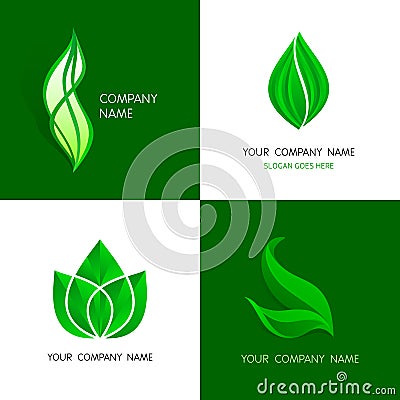 Leaves logos templates. Abstract vector icons of leafs. Vector Illustration