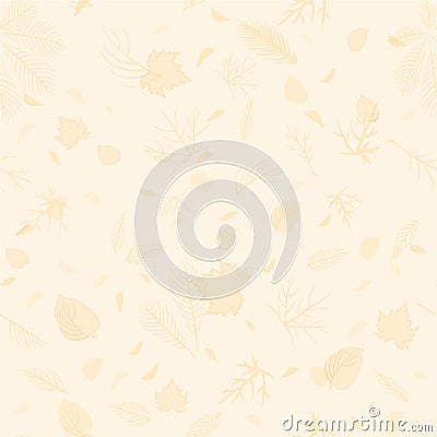 Leaves pattern seamless on beige background Vector Illustration